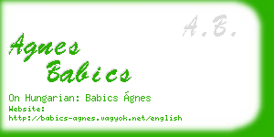 agnes babics business card