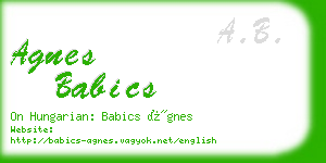 agnes babics business card